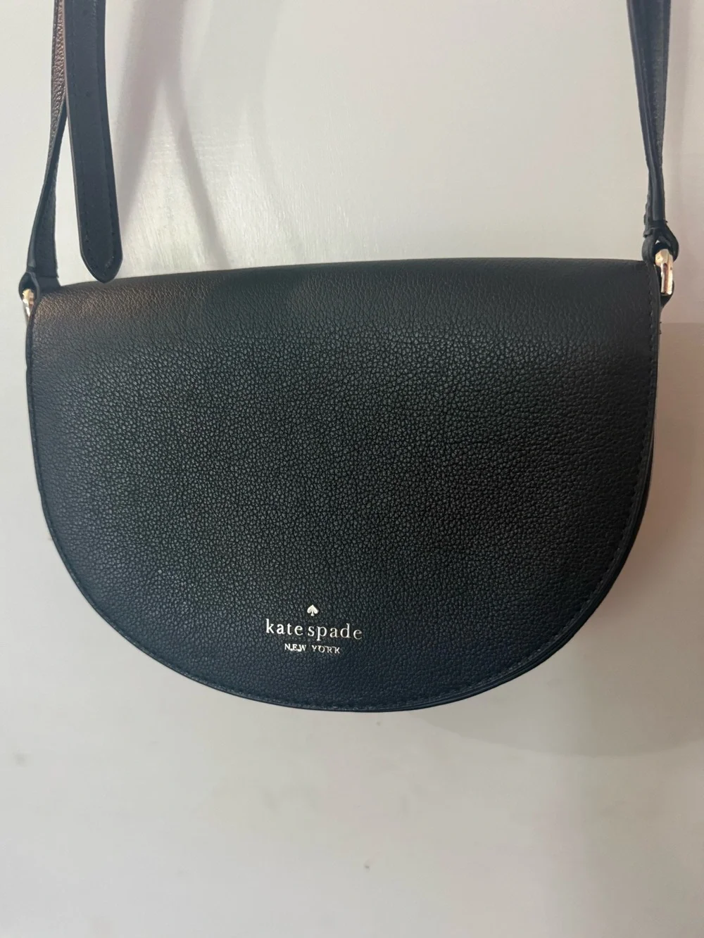 Kate Spade Black Pebbled Leather Saddle Shoulder Bag